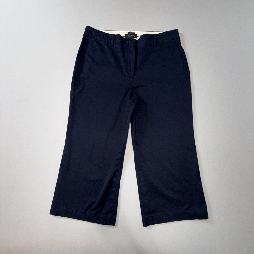 Talbots Chelsea Blue Chino Capri Pants Size 12 Navy Blue 34X20 Cotton Straight - Picture 1 of 5